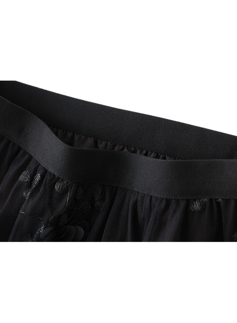 Loquat Women's Artistic Hhigh Waisted Long Skirt Black  - Image 2