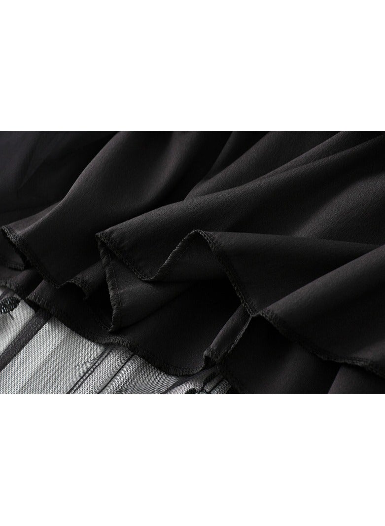 Loquat Women's Artistic Hhigh Waisted Long Skirt Black  - Image 3