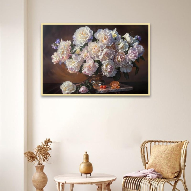 ماركتنا لوحة قماشية بتصميم ورود مع برواز مجوف مقاس (120x80) قطعة واحدة - Image 4