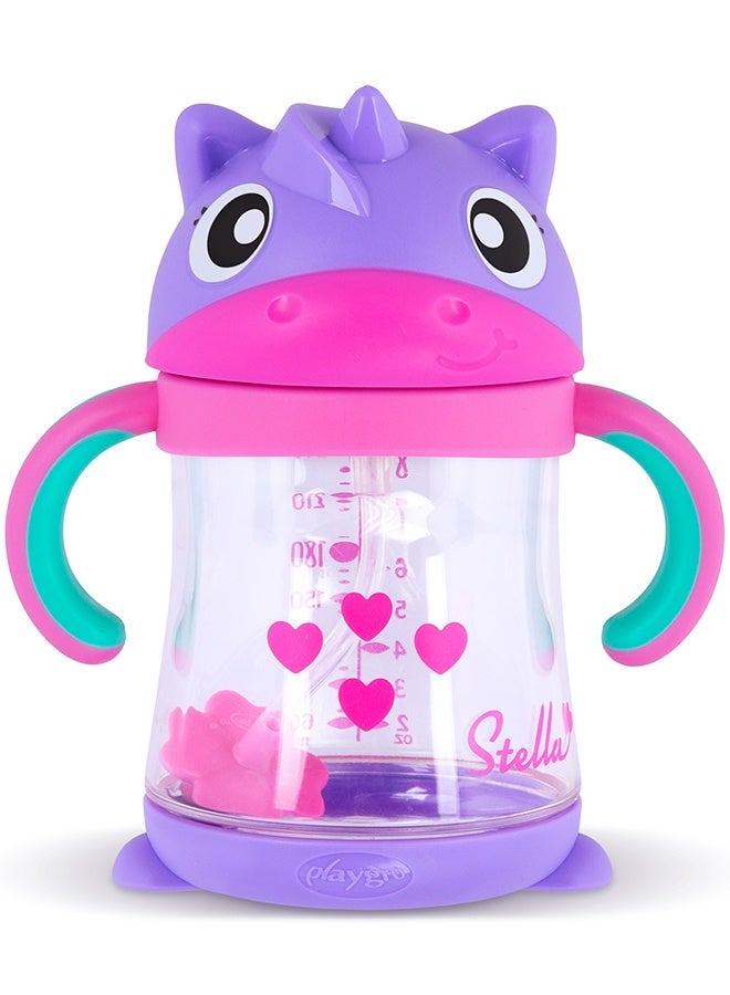 Playgro Stella Weighted Straw Sippy Cup 6 Months+ – No Spill Baby Cup with Flexible Weighted Straw, Easy Grip Handles, Toddler Training Cup for Everyday Use - Image 1