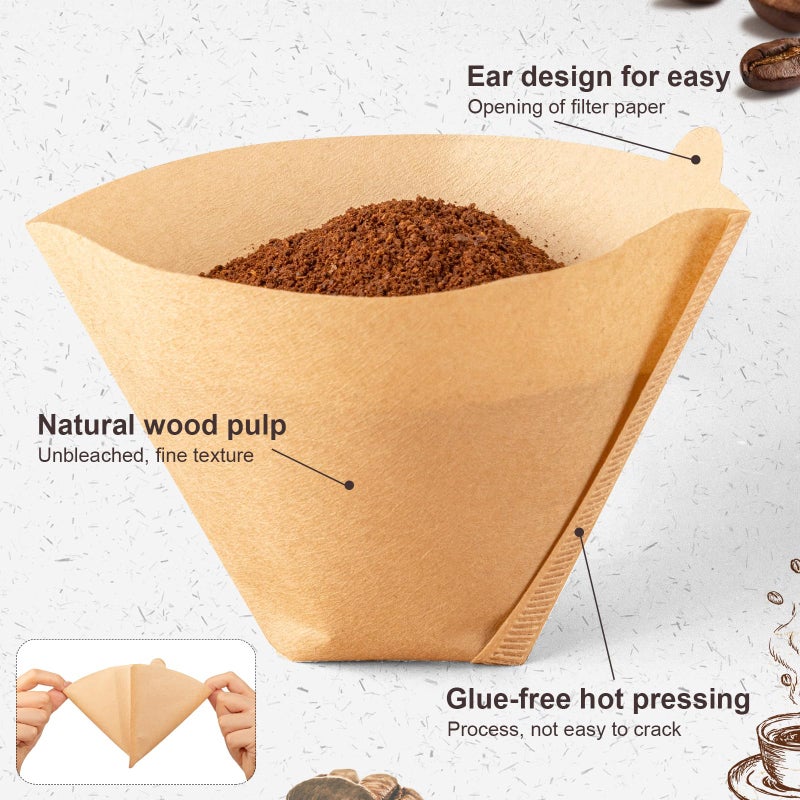 Prudiut Coffee Filters #4, Unbleached Natural Coffee Filters 8-12 Cup, Disposable Coffee Filters, 4 Cone Paper Compatible with Ninja Coffee Maker, Pour Over and Drip Coffee Maker, 200 Count - Image 3