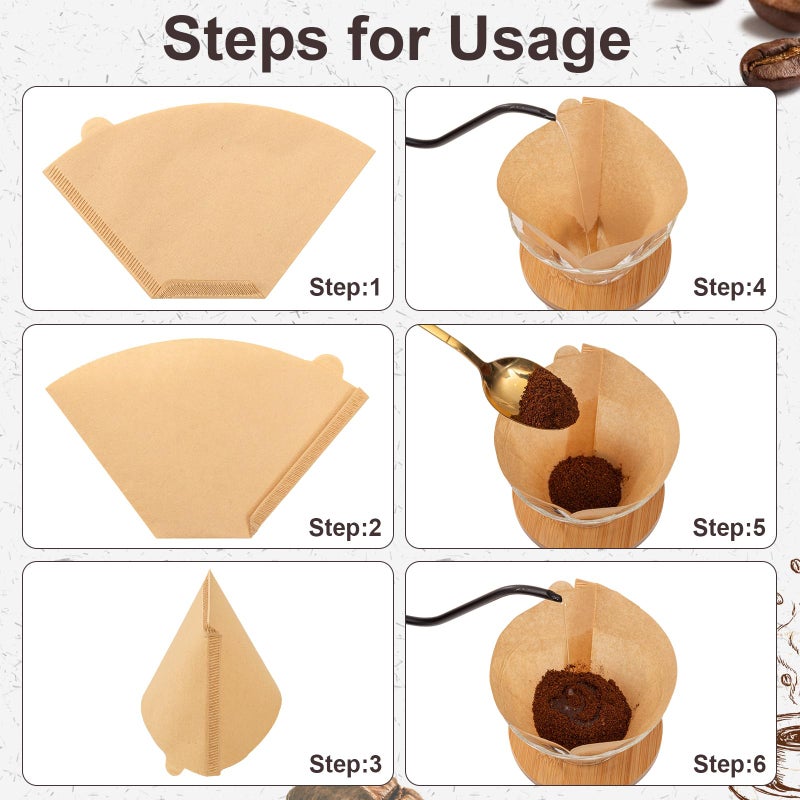 Prudiut Coffee Filters #4, Unbleached Natural Coffee Filters 8-12 Cup, Disposable Coffee Filters, 4 Cone Paper Compatible with Ninja Coffee Maker, Pour Over and Drip Coffee Maker, 200 Count - Image 4
