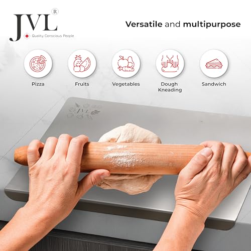 JVL Chopping Board Stainless Steel, Longer & Heavy Duty, Non-Slip, Ideal for Cutting Vegetables, Fruits & Rolling Dough (42cm*32cm*2cm) - Image 2