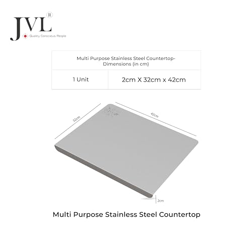 JVL Chopping Board Stainless Steel, Longer & Heavy Duty, Non-Slip, Ideal for Cutting Vegetables, Fruits & Rolling Dough (42cm*32cm*2cm) - Image 5