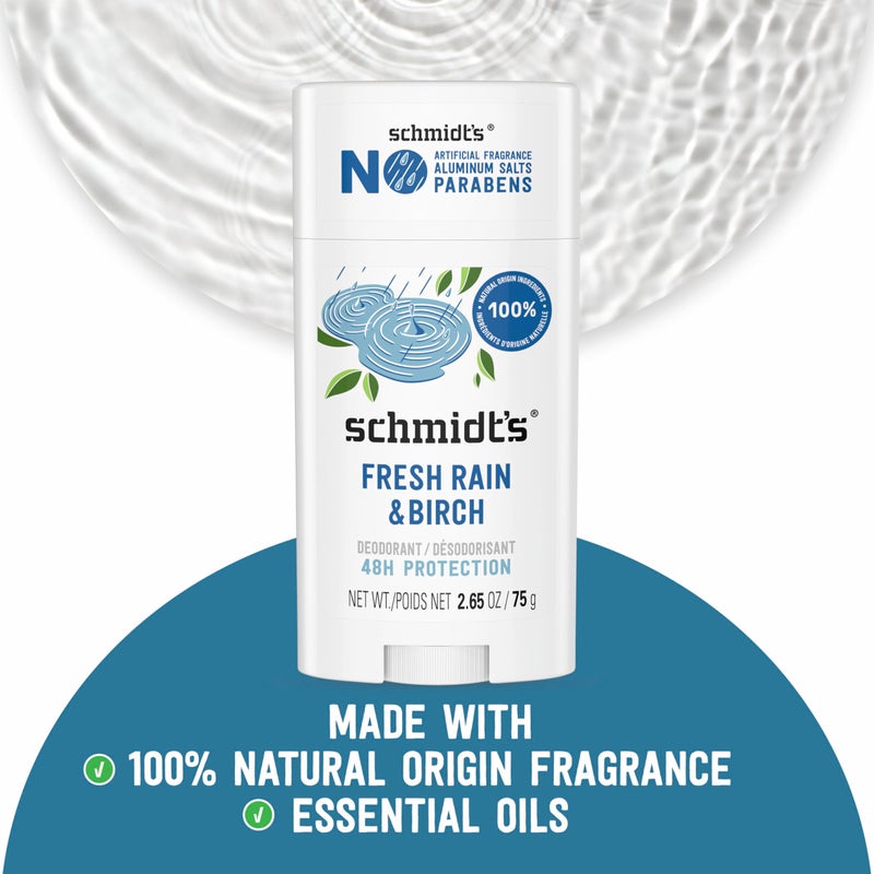 Schmidt's Aluminum-Free Vegan Deodorant Fresh Rain & Birch with 24 Hour Odor Protection, for Women and Men, Natural Ingredients, Cruelty-Free, 2.65 oz - Image 4