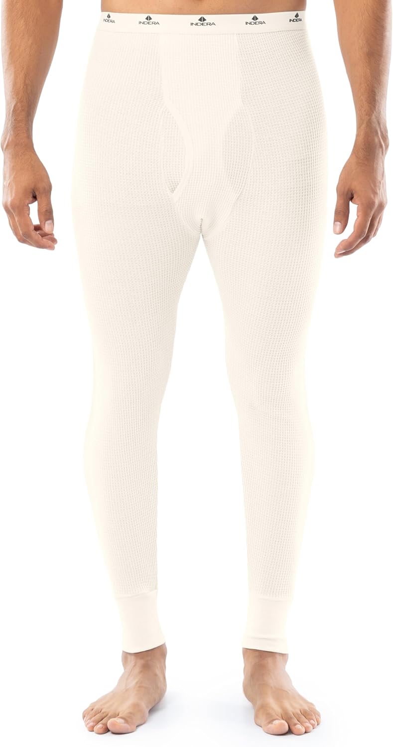 Indera Men's 65/35 Waffle Knit Thermal Pants for Cold Weather - Image 1