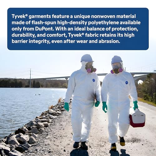 DuPont Tyvek 400 TY127S Disposable Protective Coverall with Respirator-Fit Hood and Elastic Cuff, White, Medium (Pack of 6) - Image 5