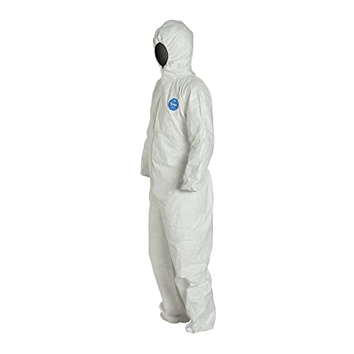 DuPont Tyvek 400 TY127S Disposable Protective Coverall with Respirator-Fit Hood and Elastic Cuff, White, Medium (Pack of 6) - Image 3