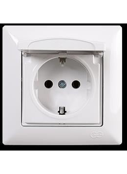 Günsan Elektrik - Günsan Visage Covered Grounded Socket, White - Image 1