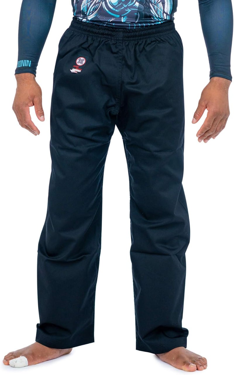 Ronin Karate Pants by – Poly-Cotton Middle Weight Martial Arts Pants with Elastic Waist (Black, 6) - Image 2