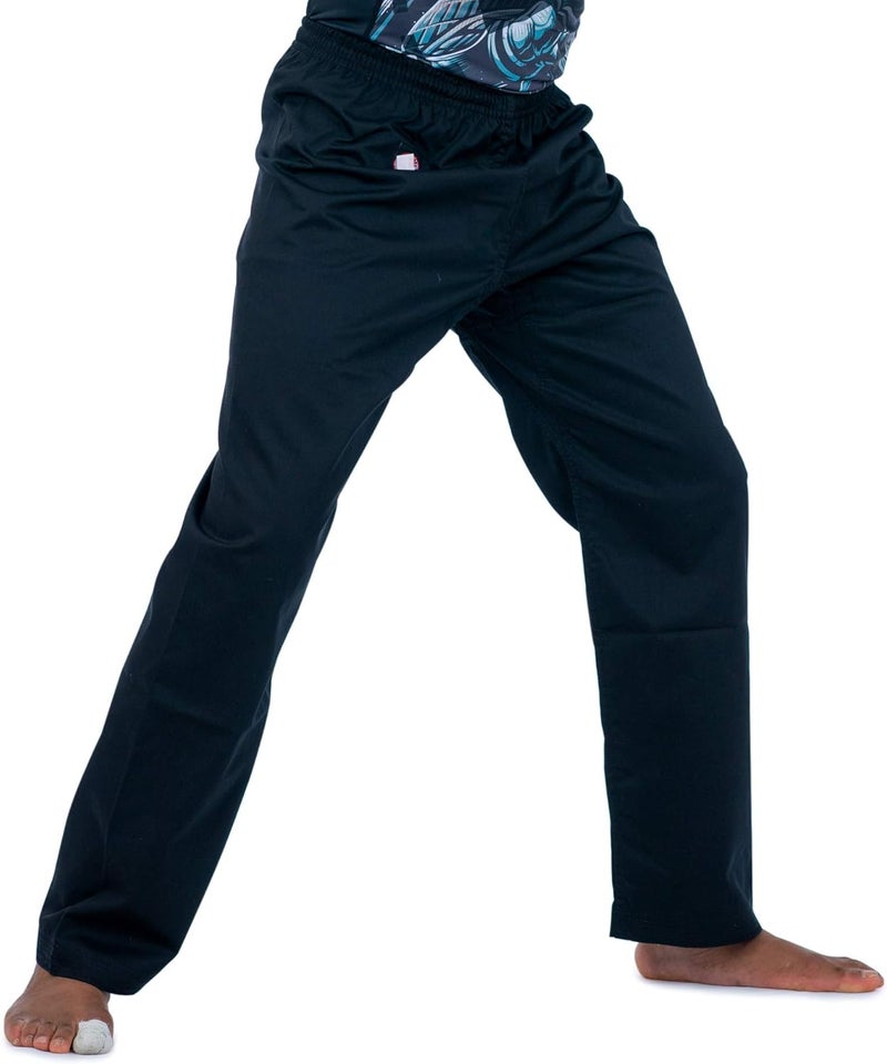 Ronin Karate Pants by – Poly-Cotton Middle Weight Martial Arts Pants with Elastic Waist (Black, 6) - Image 3
