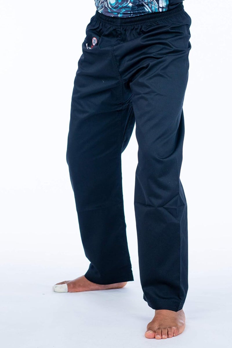 Ronin Karate Pants by – Poly-Cotton Middle Weight Martial Arts Pants with Elastic Waist (Black, 6) - Image 1