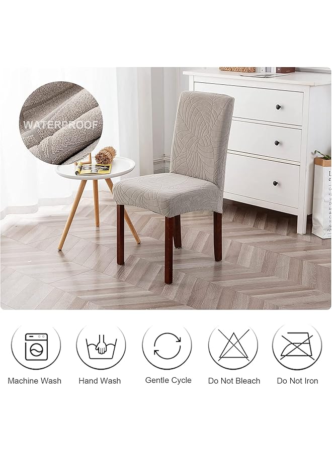 إيروريكس أغطية كراسي مقاومة للماء لغرفة الطعام، أغطية كراسي طعام من قماش الجاكار قابلة للإزالة والغسل، واقي كرسي للمطبخ والفندق والمطعم، 6 قطع، رمادي فاتح - Image 4
