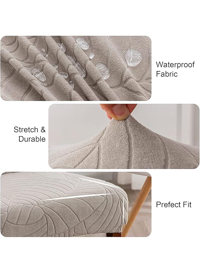 إيروريكس أغطية كراسي مقاومة للماء لغرفة الطعام، أغطية كراسي طعام من قماش الجاكار قابلة للإزالة والغسل، واقي كرسي للمطبخ والفندق والمطعم، 6 قطع، رمادي فاتح - Image 3