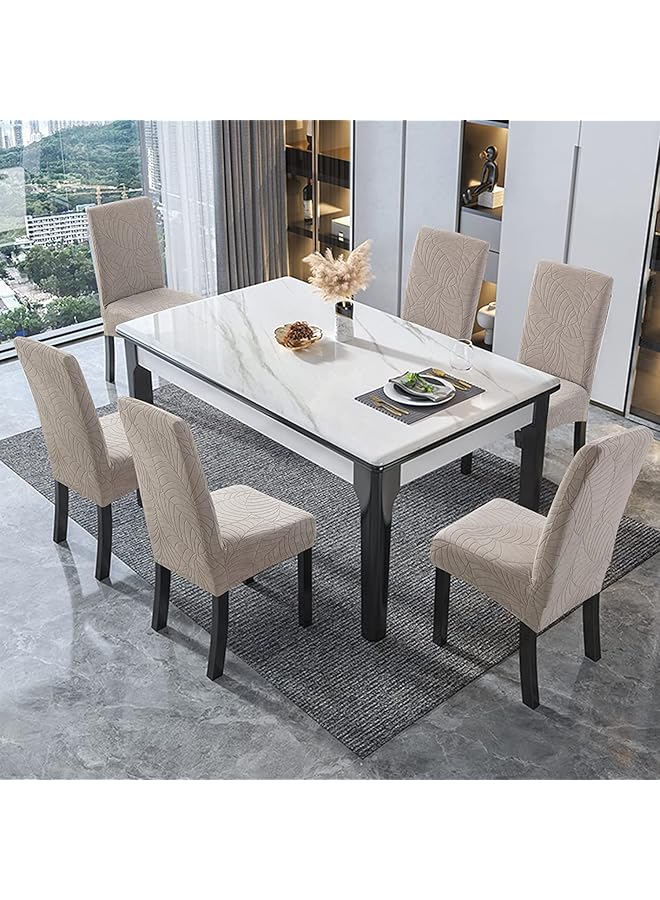 إيروريكس أغطية كراسي مقاومة للماء لغرفة الطعام، أغطية كراسي طعام من قماش الجاكار قابلة للإزالة والغسل، واقي كرسي للمطبخ والفندق والمطعم، 6 قطع، رمادي فاتح - Image 5