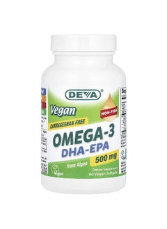 Deva Deva, Vegan Omega-3, DHA-EPA, 500 mg, 60 Vegan Softgels  - Image 1