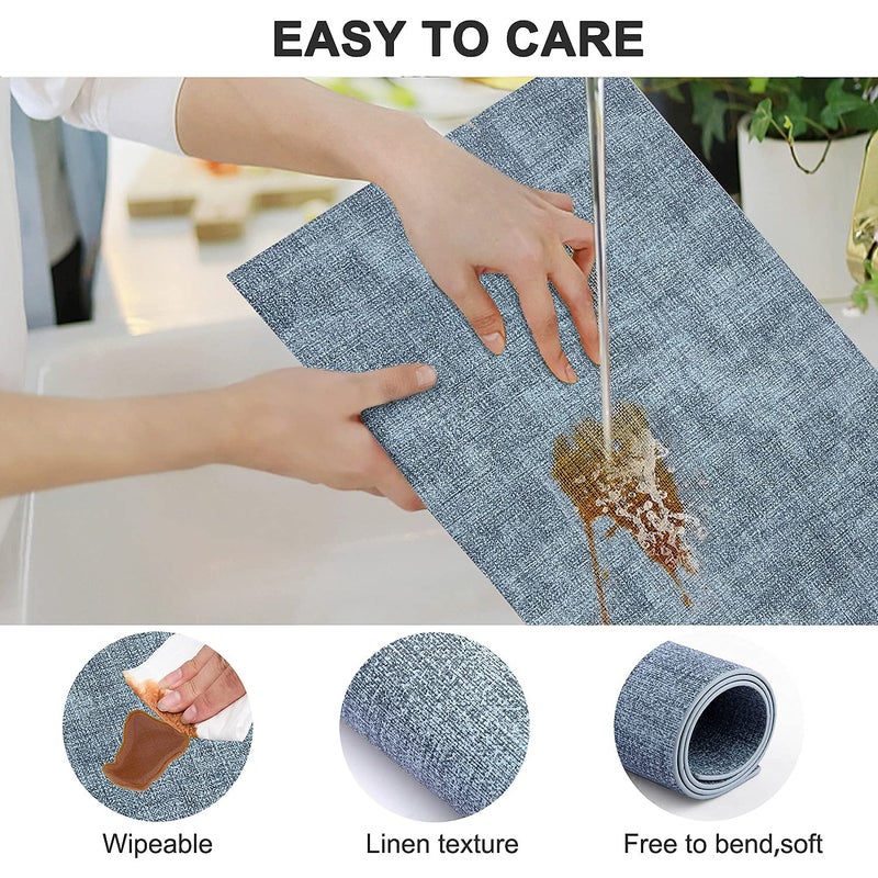 LANDVIEW Leather Heat Resistant Placemats Set of 6 Waterproof Wipeable Washable PU Table Mats,Easy to Clean Anti-Slip Place Mats (Blue, 6) - Image 4