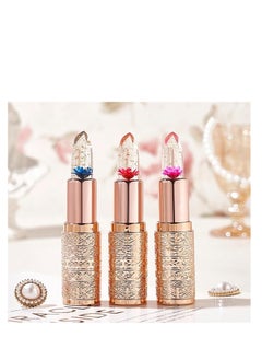 Joyelink 3PCS Crystal Flower Jelly Lipstick, PH Clear Temperature Color Changing Lip Gloss, Color Changing Lipstick, Moisturizer Long Lasting Nutritious Balm Change Lip Gloss  - Image 1