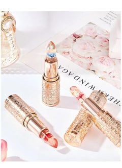 Joyelink 3PCS Crystal Flower Jelly Lipstick, PH Clear Temperature Color Changing Lip Gloss, Color Changing Lipstick, Moisturizer Long Lasting Nutritious Balm Change Lip Gloss  - Image 3