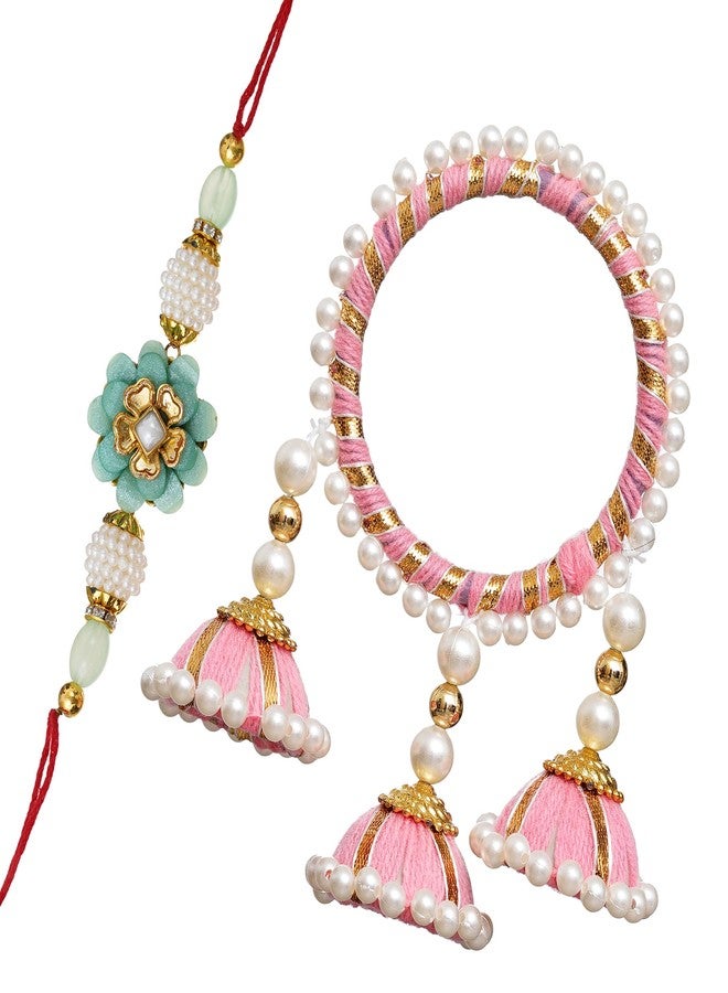 Ingo creation Cotton Lumba Rakhi Set for Bhaiya and Bhabhi. Lumba Rakhi for Bhabhi, Rakhi for Sister, Multicolor - Image 1