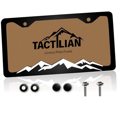 Tactilian إطار لوحة ترخيص علم أمريكا TACTILIAN - علم الولايات المتحدة ثلاثي الأبعاد مطبوع بتصميم هادئ باللون الأسود اللامع على لمسة نهائية غير لامعة للسيارة أو الشاحنة أو SUV (أسود لامع على غير لامع) - Image 1