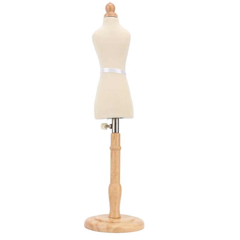Mini Dress Form: Round Beech Wood Base, Sturdy Durable Construction - Easy To Assemble, Easy To Move, Professional Tailor Form For Fashion Designers, Pattern Draping, Clothing Display - Image 5