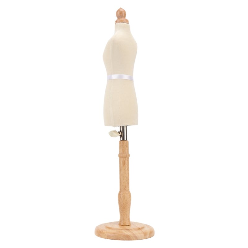 Mini Dress Form: Round Beech Wood Base, Sturdy Durable Construction - Easy To Assemble, Easy To Move, Professional Tailor Form For Fashion Designers, Pattern Draping, Clothing Display - Image 3