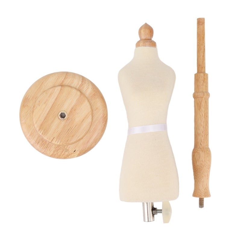 Mini Dress Form: Round Beech Wood Base, Sturdy Durable Construction - Easy To Assemble, Easy To Move, Professional Tailor Form For Fashion Designers, Pattern Draping, Clothing Display - Image 2
