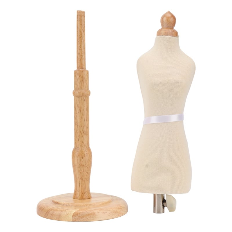 Mini Dress Form: Round Beech Wood Base, Sturdy Durable Construction - Easy To Assemble, Easy To Move, Professional Tailor Form For Fashion Designers, Pattern Draping, Clothing Display - Image 1