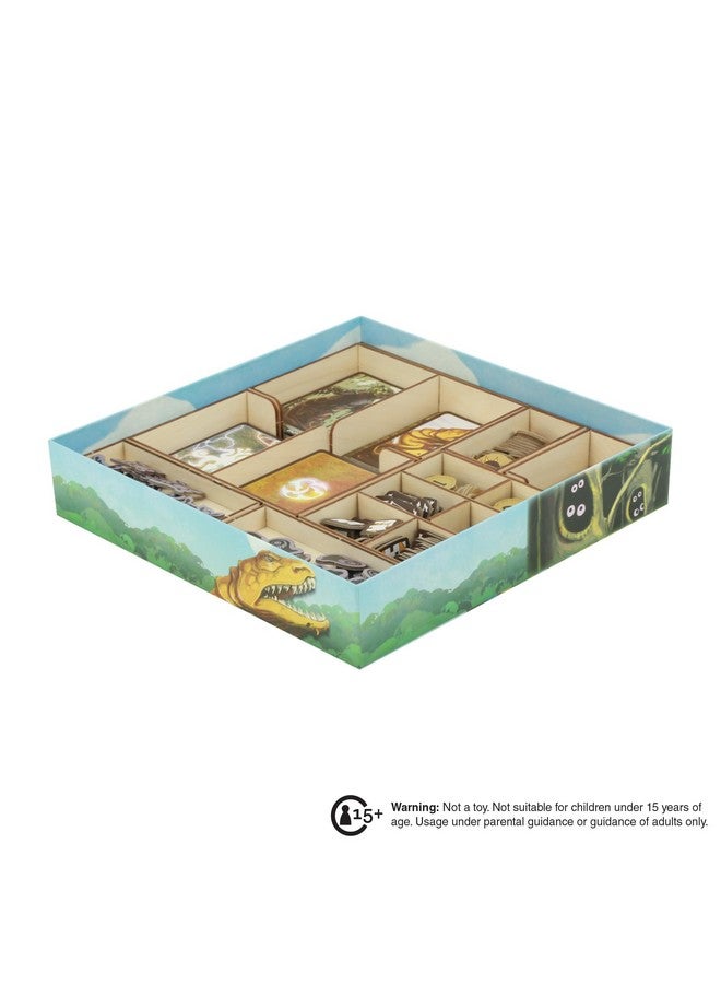 The Broken Token Game Organizer Compatible with Horizons of Spirit Island - Wooden Game Organizing Box with Multiple Trays