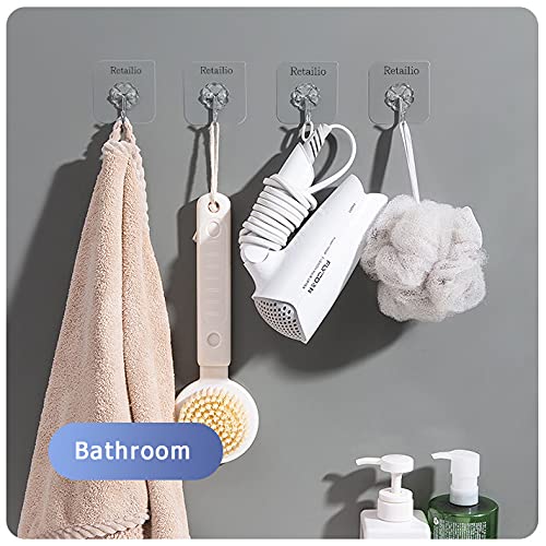 Retailio 6Pcs Self Adhesive Wall Hooks, Heavy Duty Sticky Hooks for Hanging 10KG (Max),Wall Hangers for Hanging Kitchen Bathroom Bedroom Accessories (6), Plastic, Multicolour - Image 3