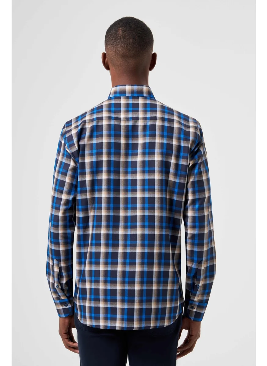 Bisse Men's Regular Fit Plaid Sports Shirt BLACK GM22K222108_D39