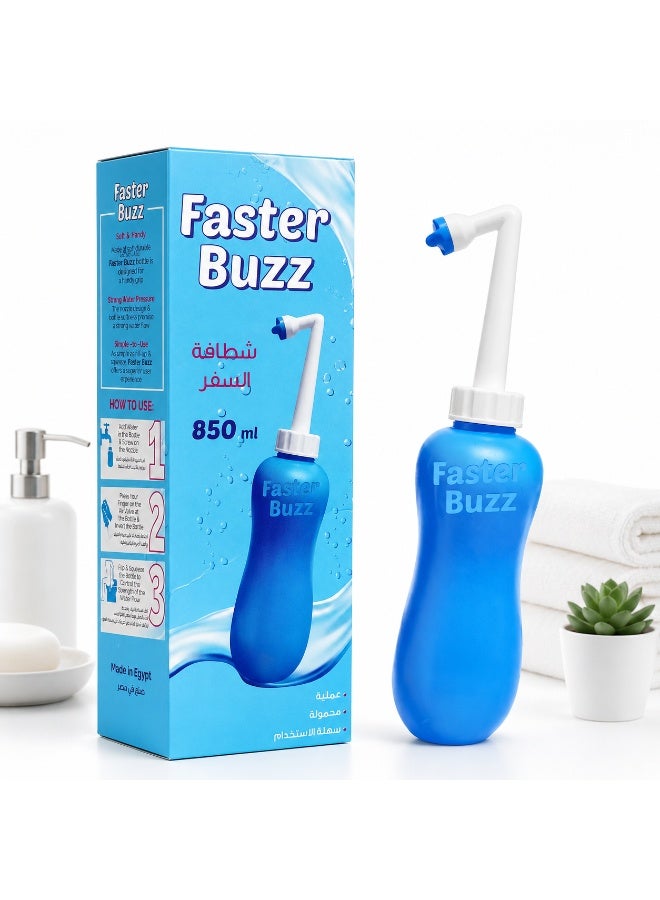 Faster Buzz Portable Travel Bidet - Large 850ml Capacity Ergonomic Peri Bottle for Outdoor, Travel, and Personal Hygiene - Blue - Image 4