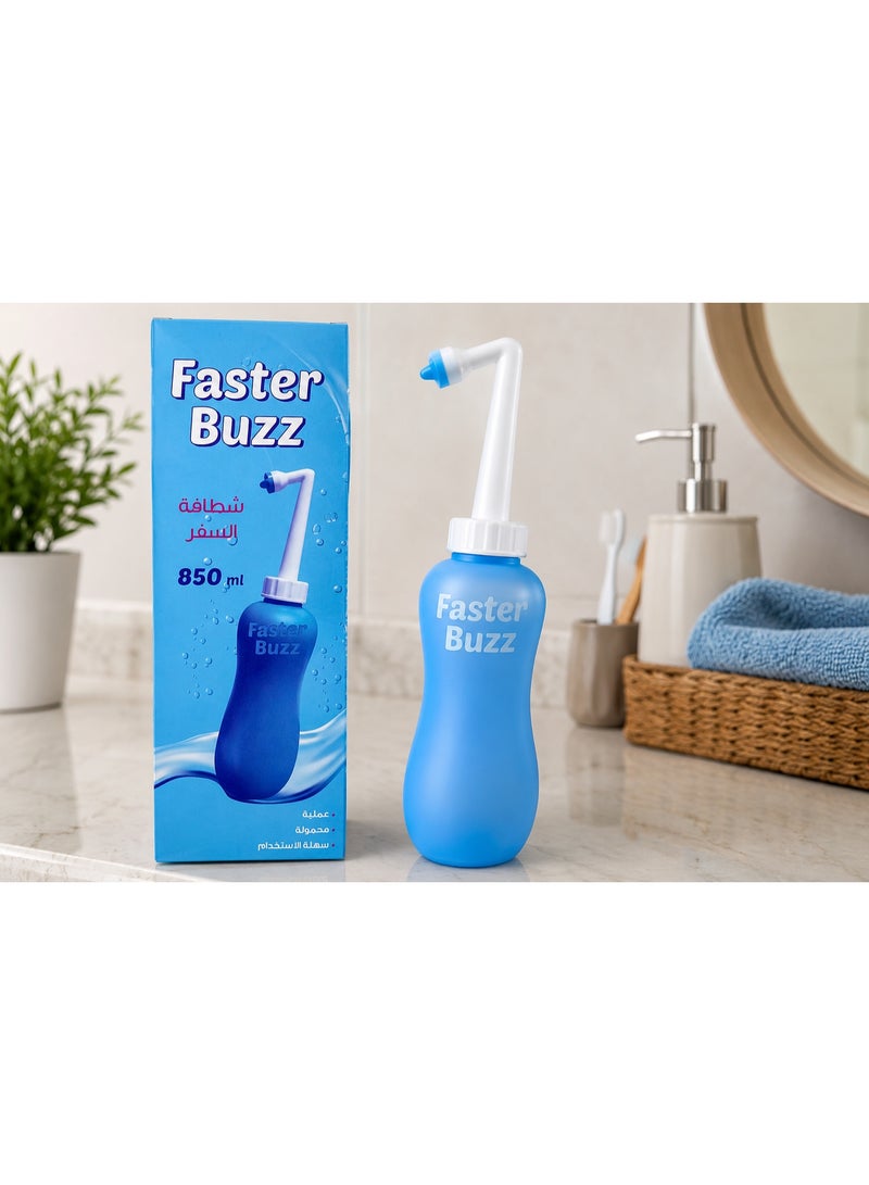 Faster Buzz Portable Travel Bidet - Large 850ml Capacity Ergonomic Peri Bottle for Outdoor, Travel, and Personal Hygiene - Blue - Image 3