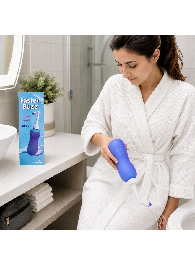 Faster Buzz Portable Travel Bidet - Large 850ml Capacity Ergonomic Peri Bottle for Outdoor, Travel, and Personal Hygiene - Blue - Image 2