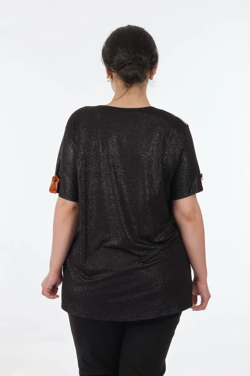 Twomail Round Neck Plus Size Short Sleeve Orange Women's T-Shirt MY2150P10777