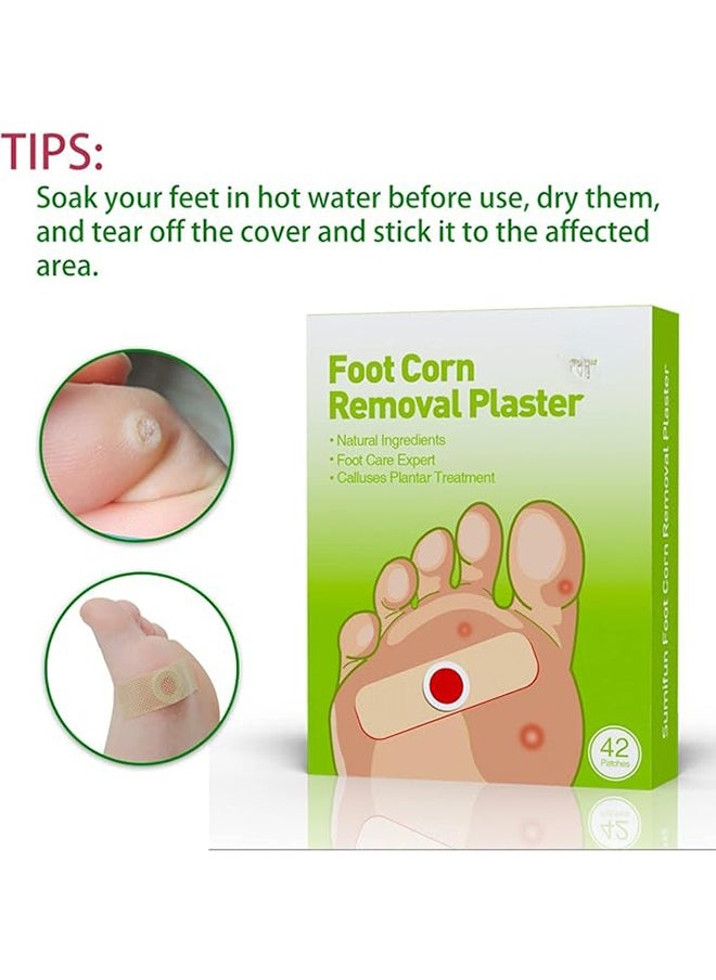 Sumifun 42 Pads Corn Removal Pads， Remove Plantar Calluses Pain Relief Medical Plaster Spots，Relief Pain From Calluses, Corns, Blisters, Heel Frictions  - Image 3