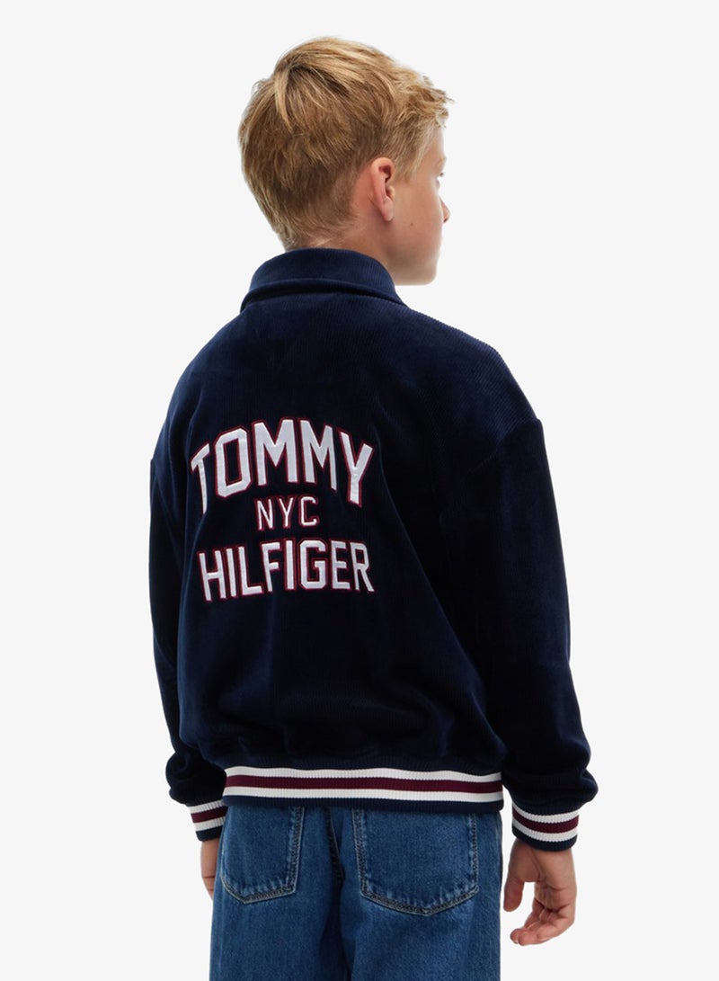 TOMMY HILFIGER Collared Velour Relaxed Bomber Jacket - Image 2