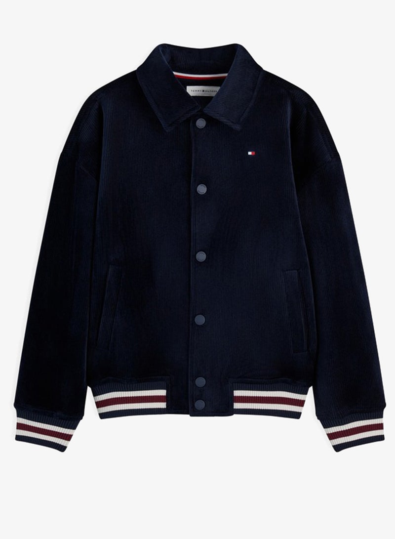 TOMMY HILFIGER Collared Velour Relaxed Bomber Jacket - Image 5