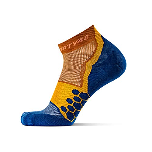 Thirty48 Performance Compression Low Cut Running Socks for Men and Women | More Compression Where Needed ([3 Pair] Mustard/Navy, Large - Women 9-10.5 // Men 10-11.5) - Image 3