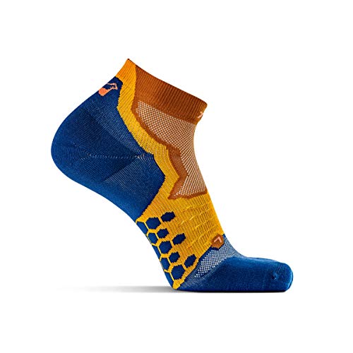 Thirty48 Performance Compression Low Cut Running Socks for Men and Women | More Compression Where Needed ([3 Pair] Mustard/Navy, Large - Women 9-10.5 // Men 10-11.5) - Image 2