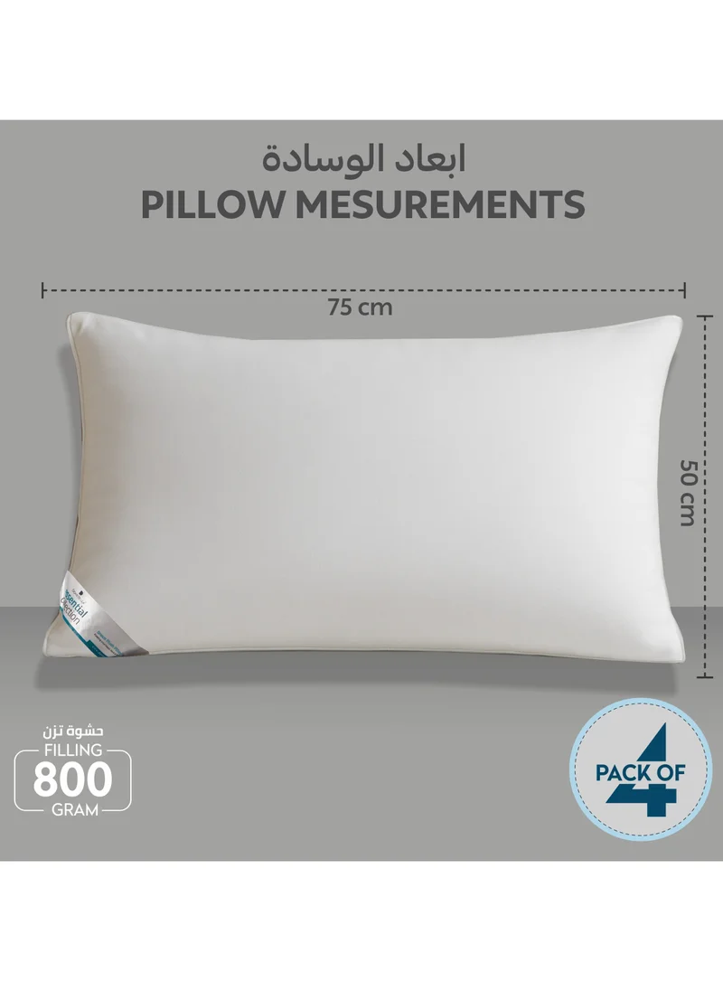 دوناتيلا Bed Pillow Size 50X75 Cms - 800 Gms - Luxury Down Alternative Filling Pillow Soft Brushed Microfiber Top, Anti Allergy Bed Pillows,White,Pack Of 4 (وسادة)