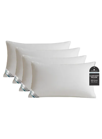 Donetella Bed Pillow Size 50X75 Cms - 800 Gms - Luxury Down Alternative Filling Pillow Soft Brushed Microfiber Top, Anti Allergy Bed Pillows,White,Pack Of 4 (وسادة)