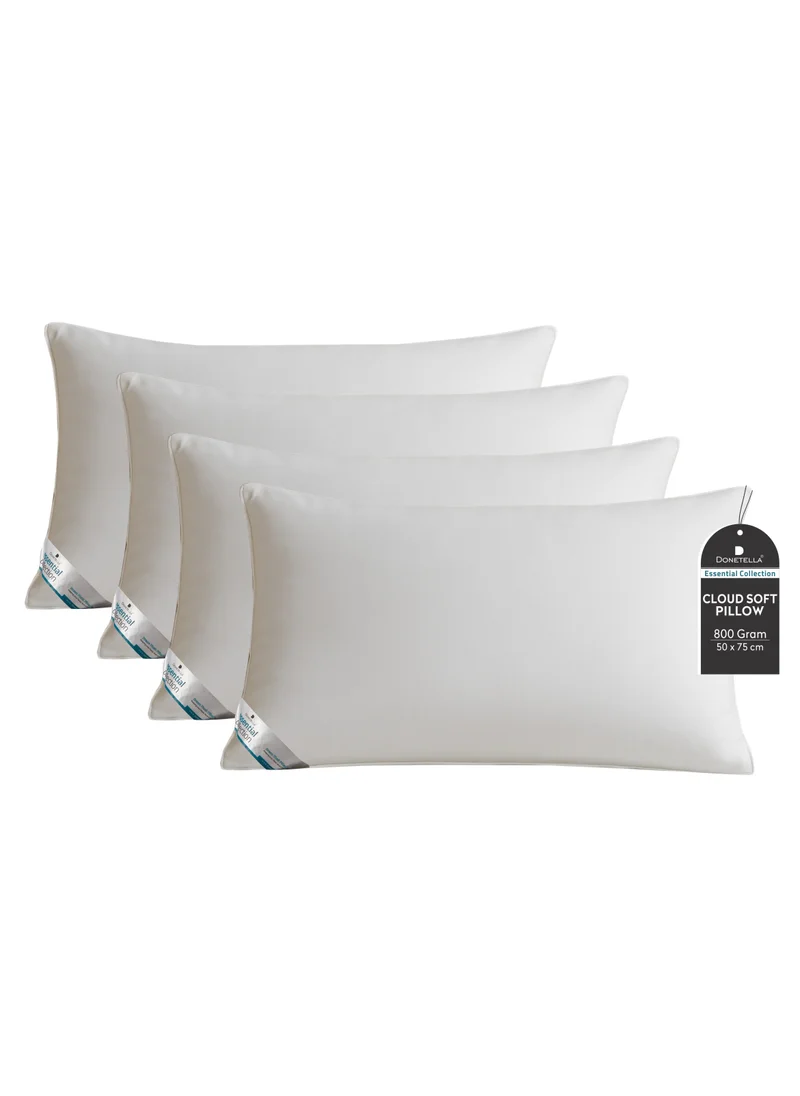 دوناتيلا Bed Pillow Size 50X75 Cms - 800 Gms - Luxury Down Alternative Filling Pillow Soft Brushed Microfiber Top, Anti Allergy Bed Pillows,White,Pack Of 4 (وسادة)