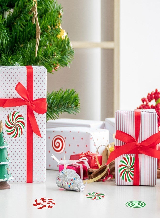 Whaline 1000Pcs Christmas Stickers Roll Candy Theme Decals 16 Designs Red Green Sweet Xmas Adhesive Decorative Round Seal Stickers for Gift Greeting Card Party Supplies - Image 4