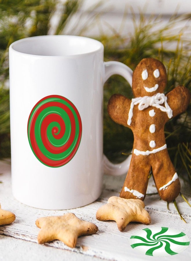 Whaline 1000Pcs Christmas Stickers Roll Candy Theme Decals 16 Designs Red Green Sweet Xmas Adhesive Decorative Round Seal Stickers for Gift Greeting Card Party Supplies - Image 5