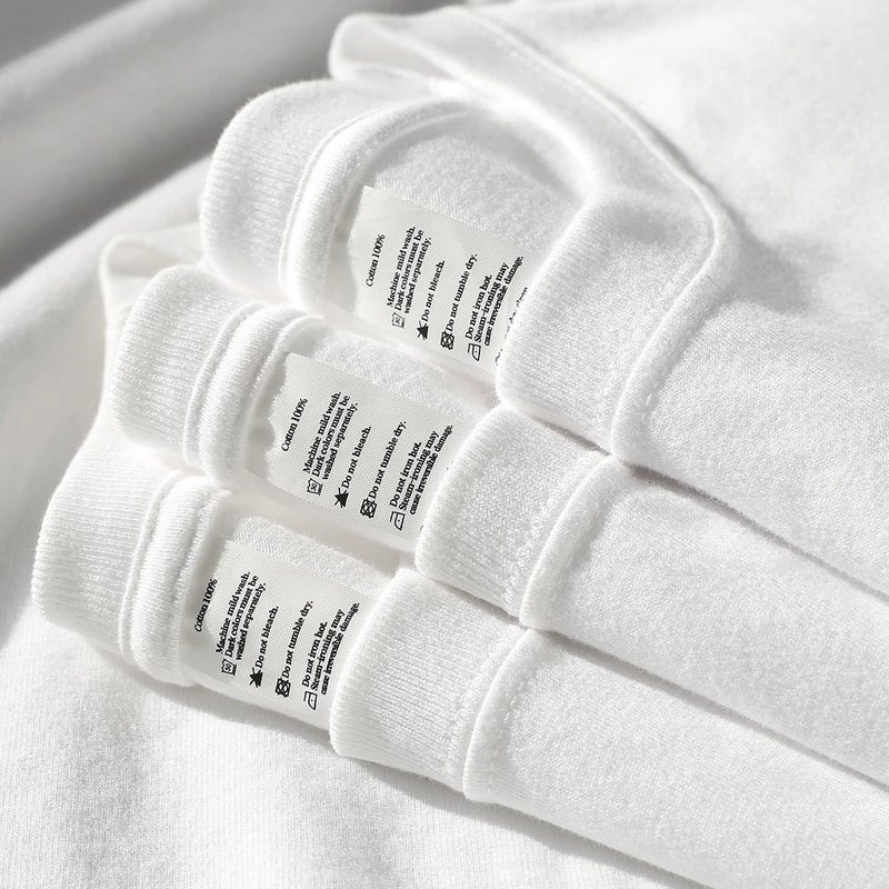 Heavy Xinjiang long-staple cotton! White-gray 300g pure cotton t-shirt men's loose long-sleeved base shirt flower gray top - Image 1