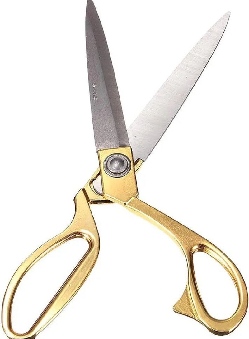 Generic Large stainless steel fabric scissors with brass handle  - Image 1