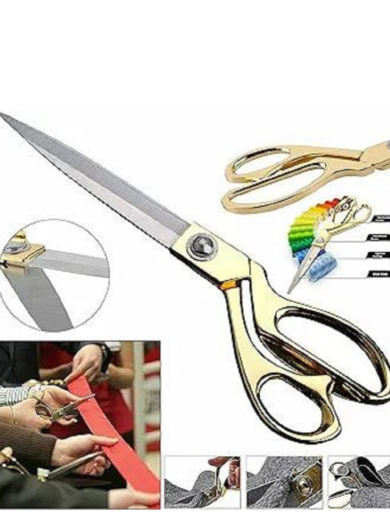 Generic Large stainless steel fabric scissors with brass handle  - Image 3