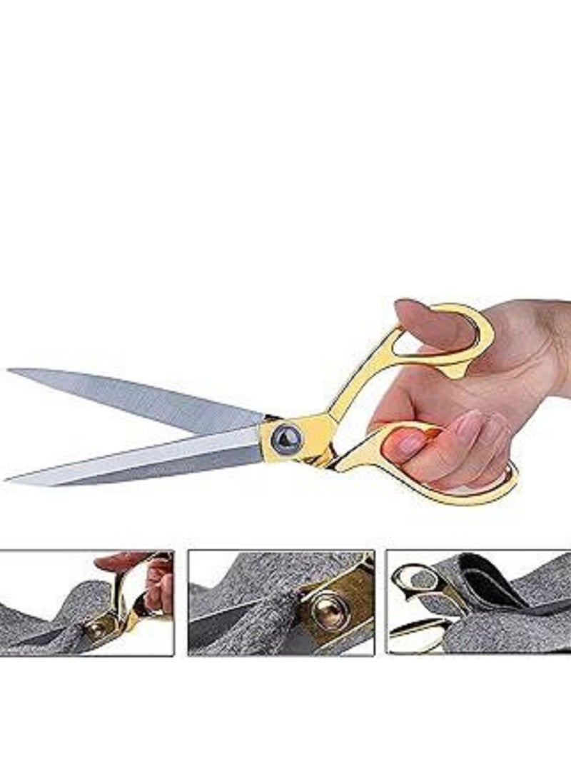 Generic Large stainless steel fabric scissors with brass handle  - Image 4